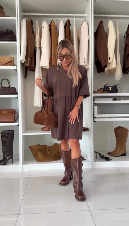 Robe courte Femme Fluide Manches courtes Coupe ample