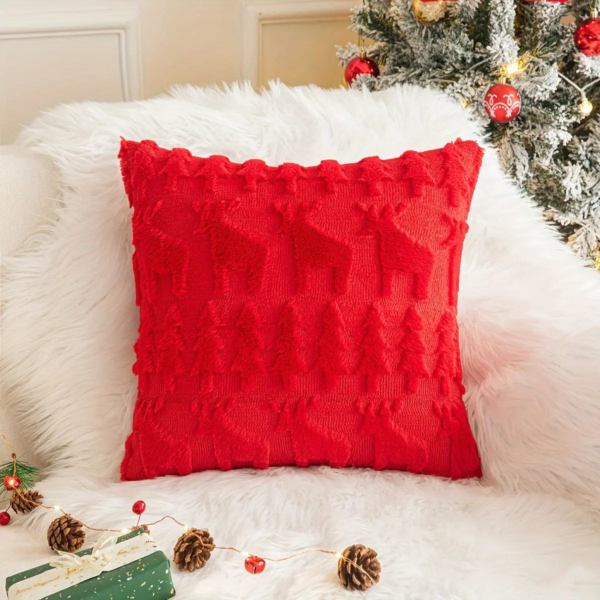 Housse de Coussin Hiver Douce et Chaude en Velour