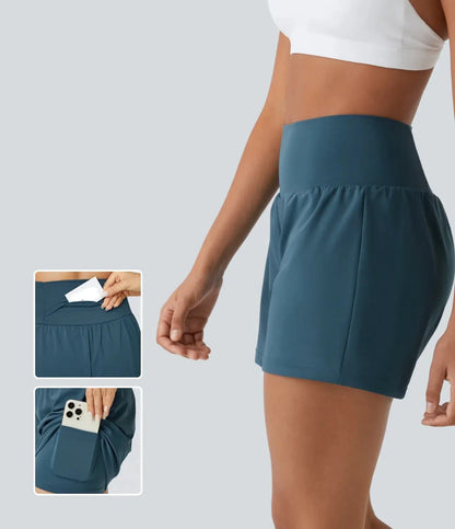 Shorts de Yoga 2 en 1 avec Poches pour Femme