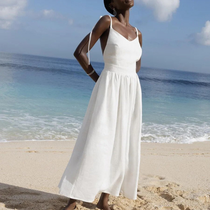 Robe Féminine Longue en Soie Confortable et Élégante