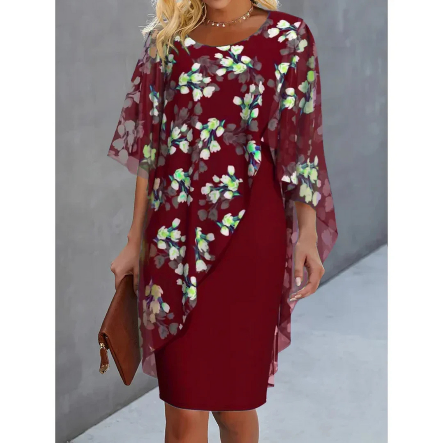 Robe de Soirée Femme Imprimée Fleurs Élégante