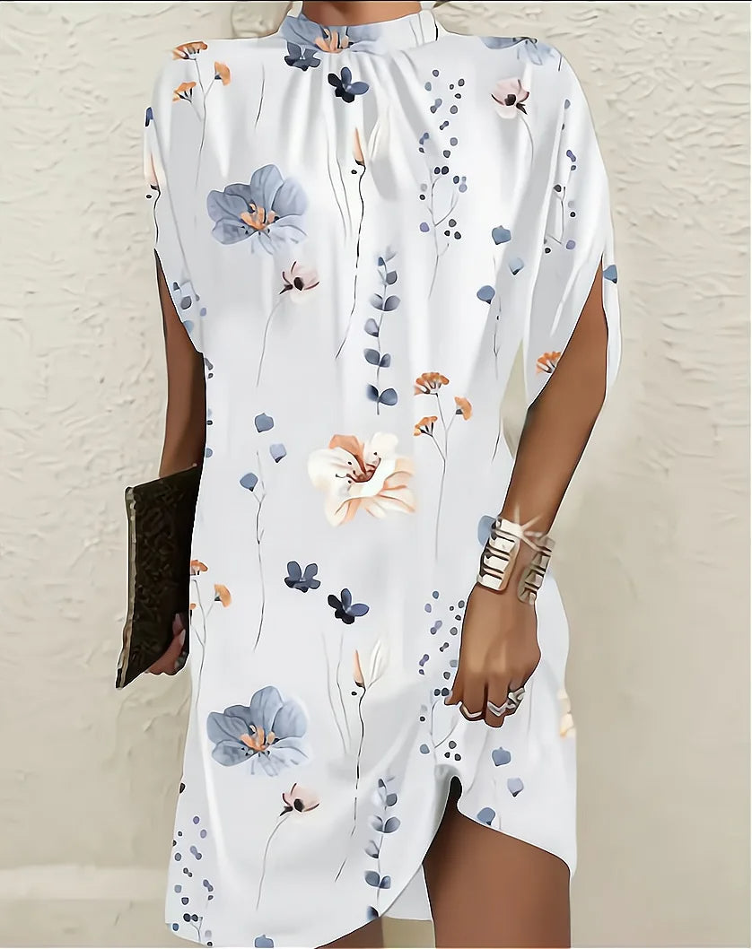 Robe Été Légère pour Femme, Plissée avec Imprimé Floral et Décolleté Profond