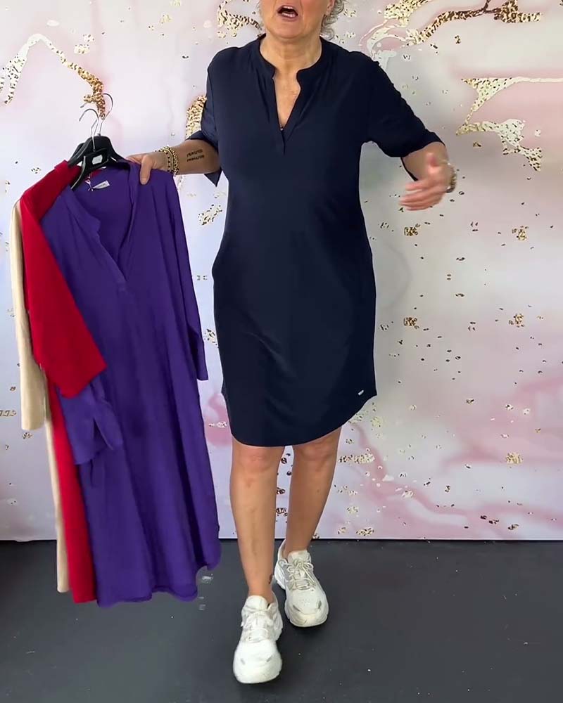 Robe Femme Coupe Fluide Col en V Confort Quotidien