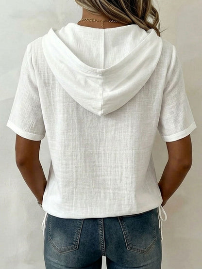 Femme Coton Lin Avec Capuche Coupe Ample Décontractée