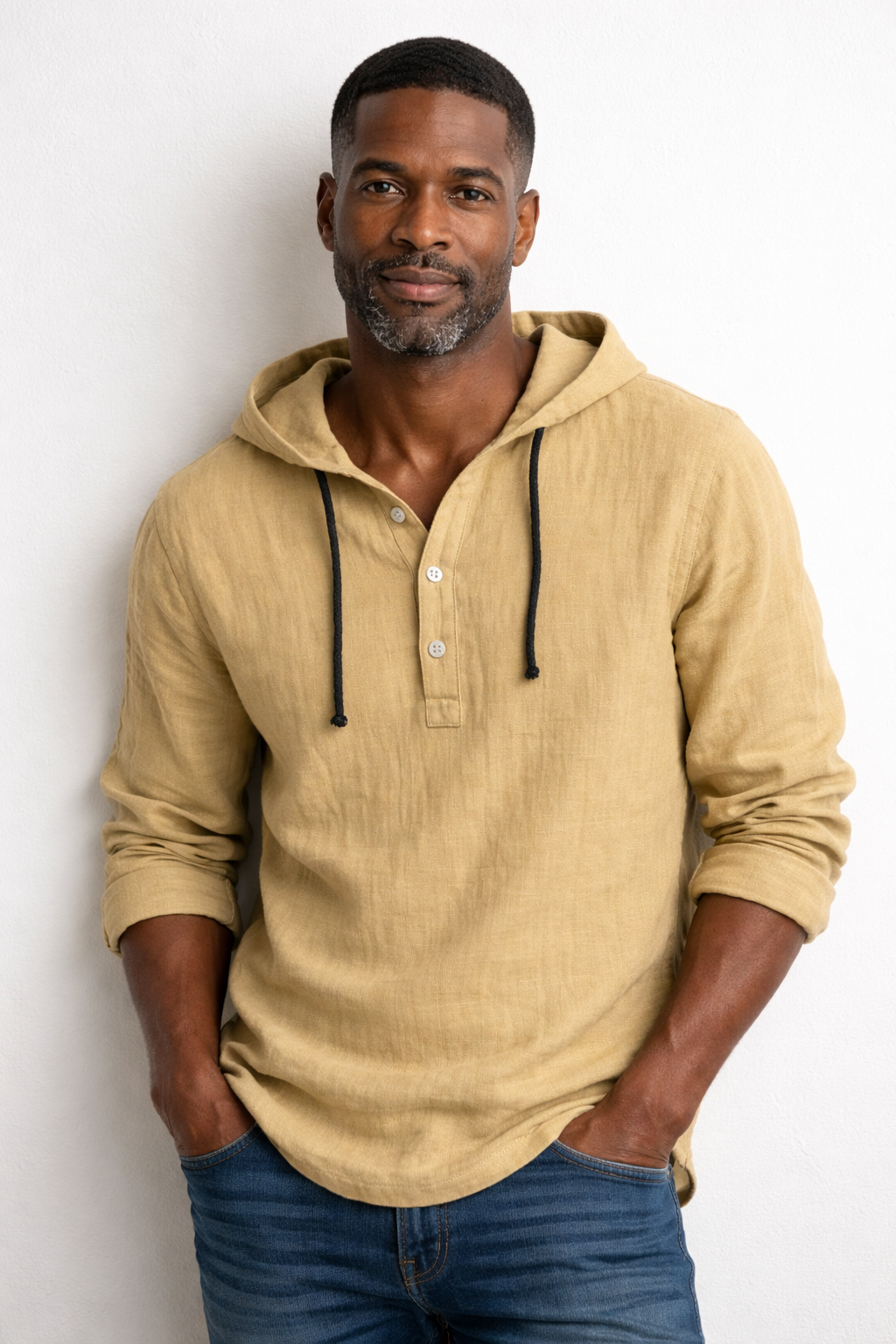 Chemise Homme Lin Coupe Décontractée Capuche Ajustable