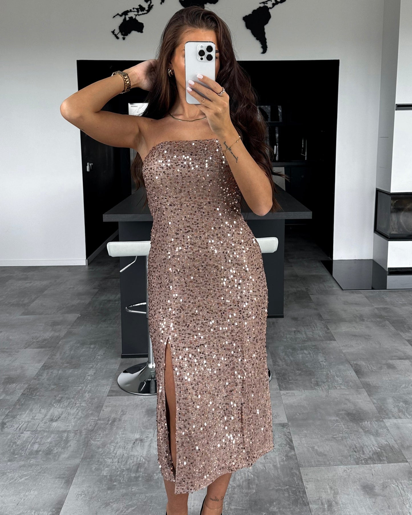 Robe de soirée scintillante dorée - PanierRoyale