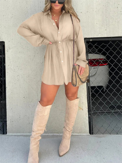 Robe Combinaison Femme Chic à Manches Longues Boutons Devant