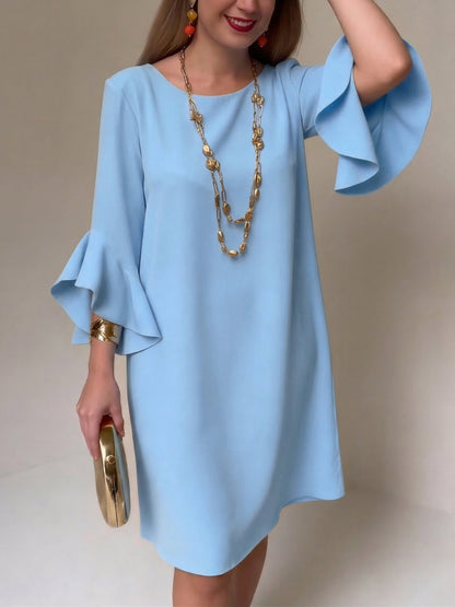 Robe Femme Fluide Manches Volantées Coupe Ample