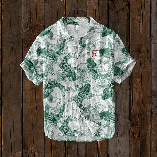 Chemise Homme Décontractée à Poissons