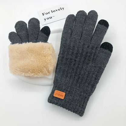 Gants Hiver Doublés Fourrure Chauds et Noir