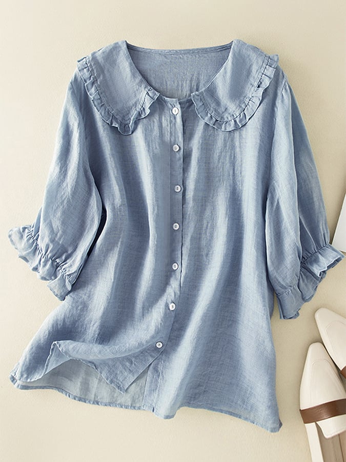 Blouse Femme Élégante en Coton avec Col Rond - PanierRoyale