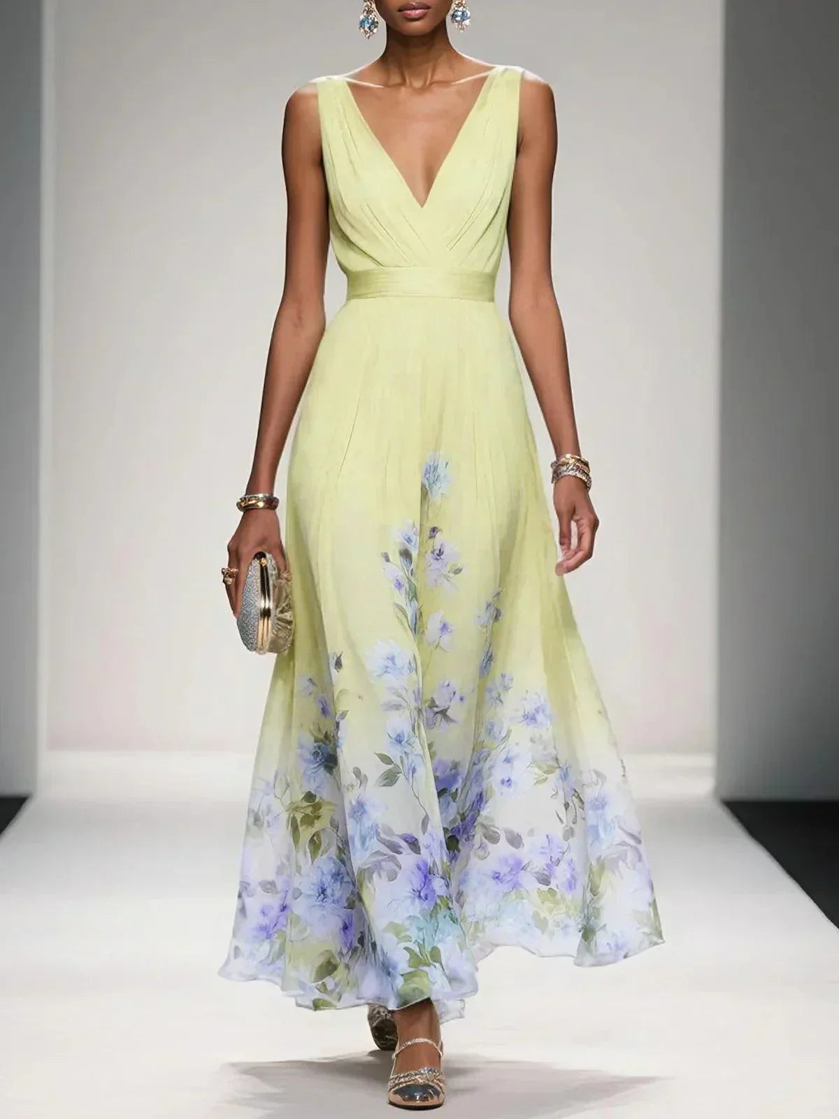 Robe Été Florale en Chiffon pour Femme