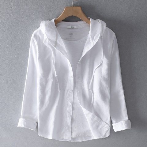 Chemise Homme Décontractée à Manches Longues et Capuche