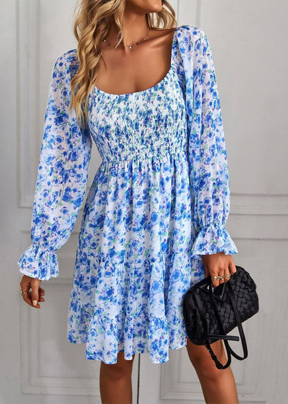 Robe Été Florale Femelle - Robe Midi Décontractée pour Femme avec Volants - PanierRoyale