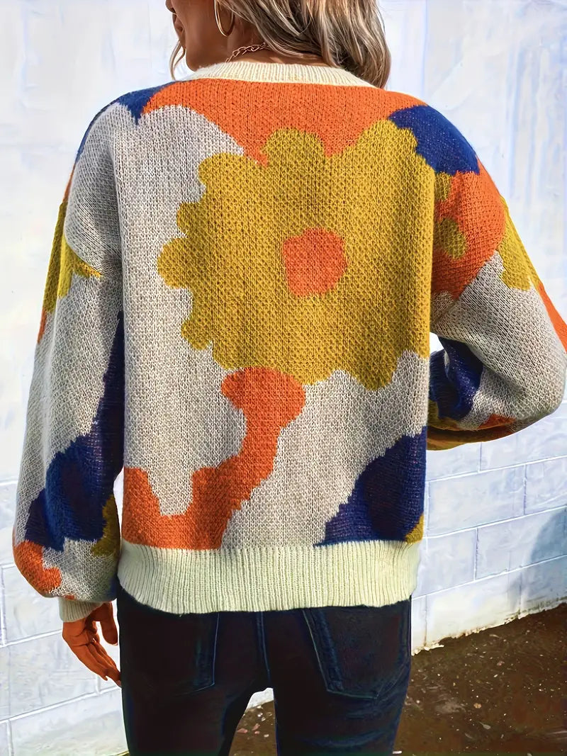 Pull Femme Floral Imprimé Couleurs Vibrantes - PanierRoyale