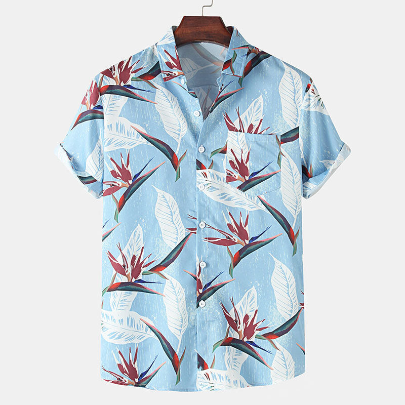 Chemise Homme Manches Courtes à Fleurs Colorées - BerlinGlamour
