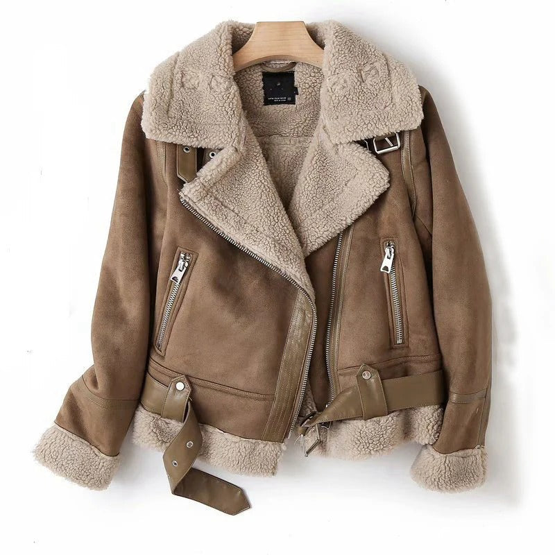 Manteau femme cuir doux et chaud hiver
