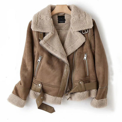 Manteau femme cuir doux et chaud hiver