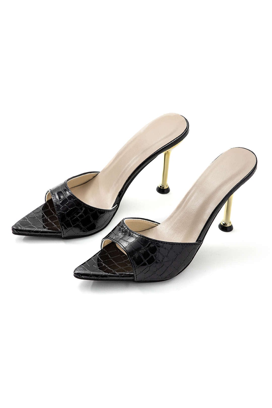 Mules Hauts Talons Noir Gaine Élégantes - BerlinGlamour