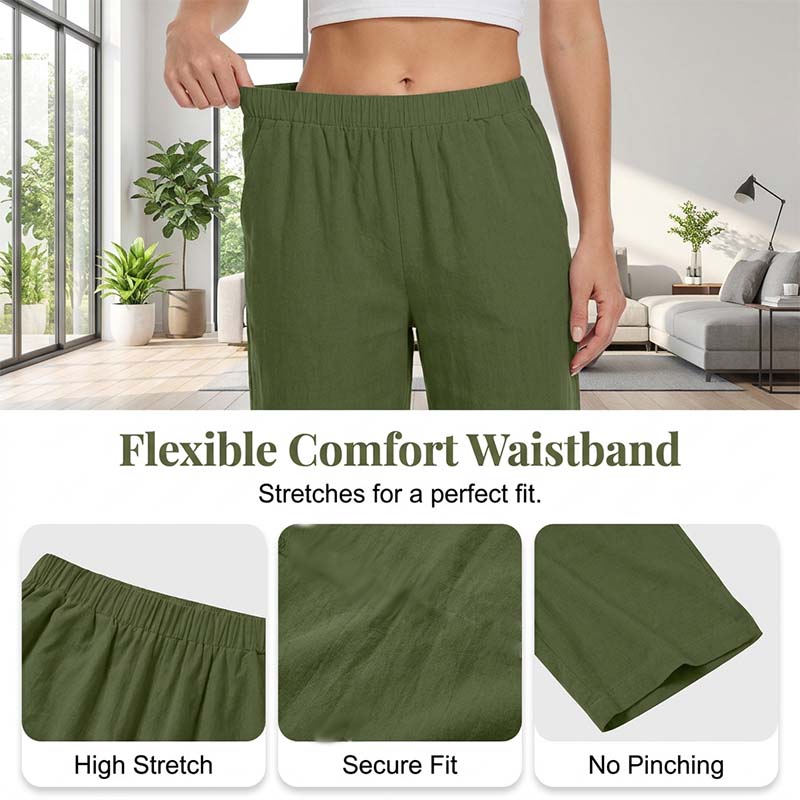 Ensemble Femme Lin Respirant Haut Col en V et Short Assorti