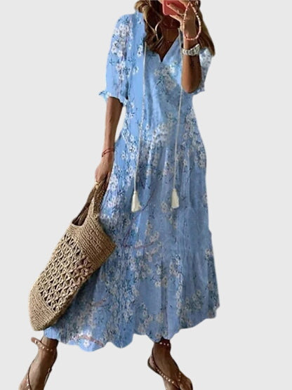 Robe Bohème Femme Décolleté en V Élégante