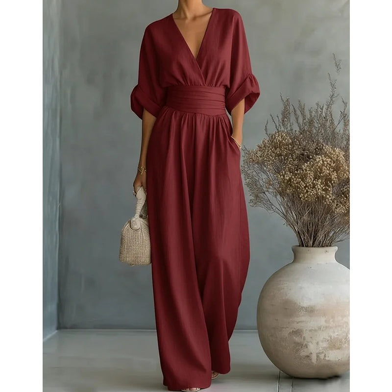 Combinaison Femme Fluide Décolleté V Coupe Large