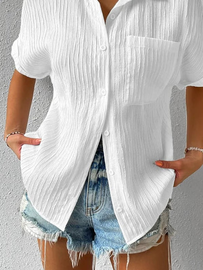 Chemise Femme Coton Légère Col Classique Boutonnée Coupe Décontractée