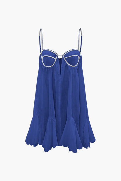 Robe Cocktail Féminine avec Bretelles Strass pour Soirée