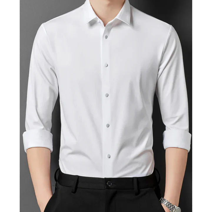 Chemise Homme Slim Fit Blanc avec Boutons de Manchette
