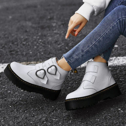 Bottines Femmes Élégantes à Boucles en Cuir - PanierRoyale
