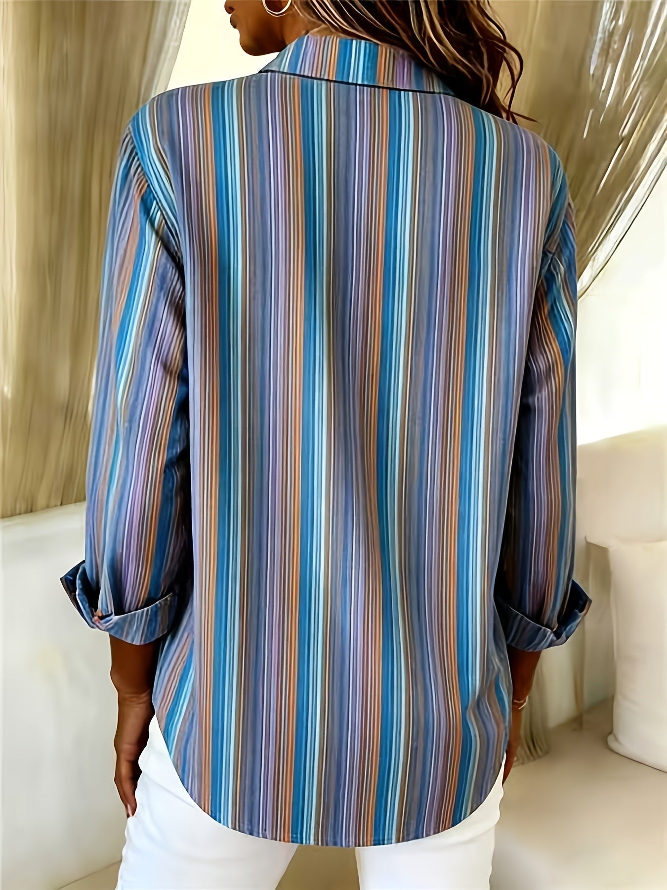 Chemise Femme Coton Manches Longues Boutonnée Coupe Décontractée