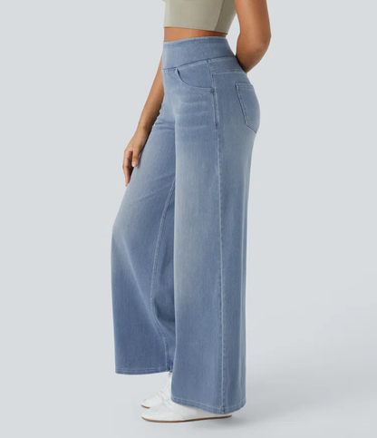 Jean Femme Denim Extensible Taille Haute Coupe Large