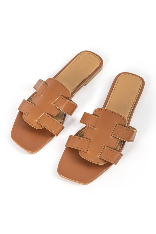 Sandales brunes décolletées avec décoration élégante - BerlinGlamour