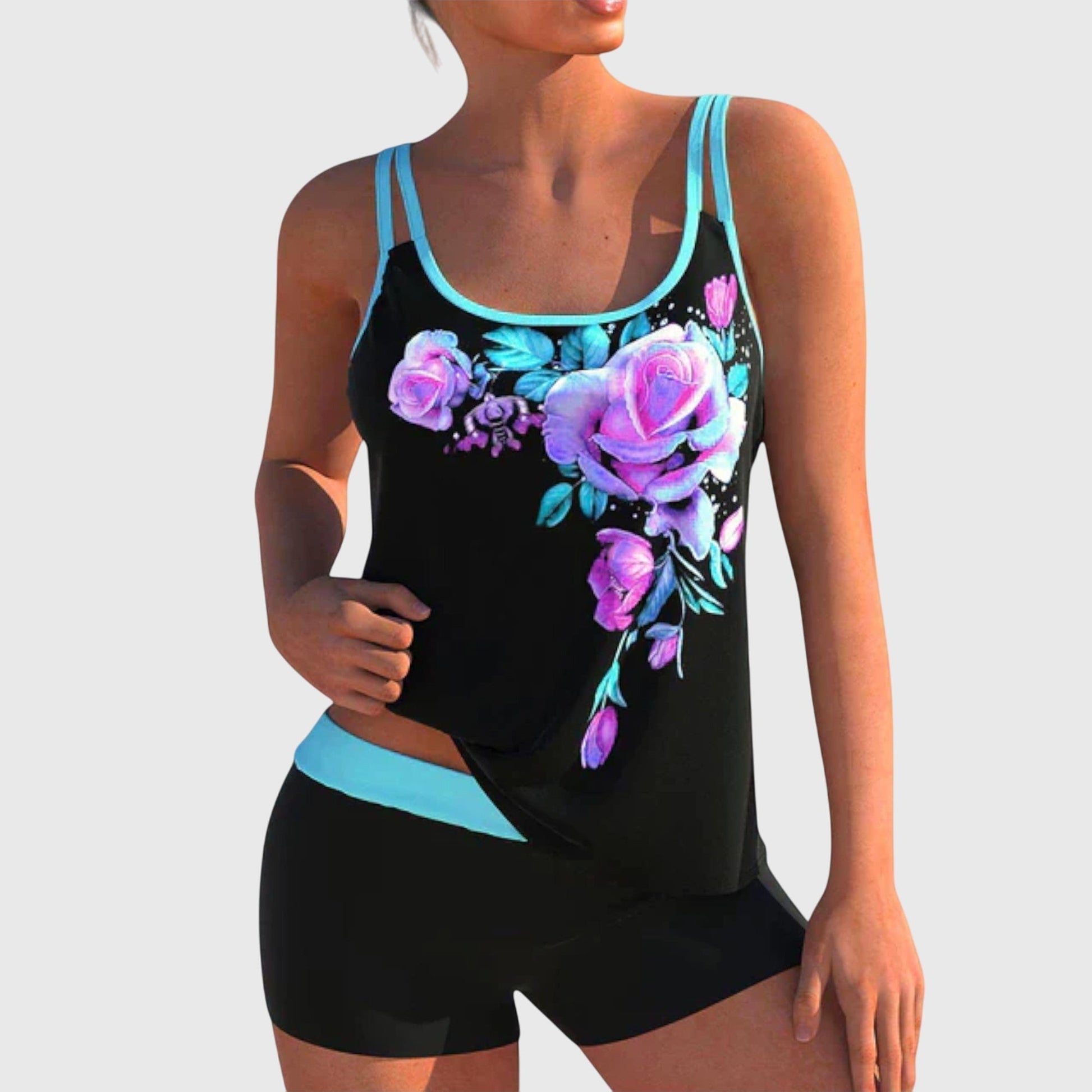 Maillot de bain femme Tankini polyester short sportif - PanierRoyale