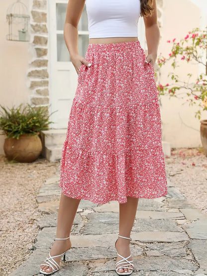Jupe Été Florale pour Femme - Confortable avec Poches et Coupe Droite - PanierRoyale