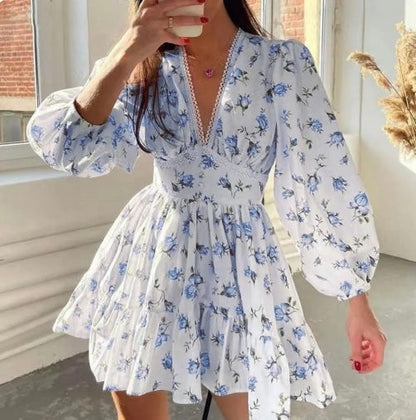 Robe Femme Courte Fleurs Élégante et Décontractée