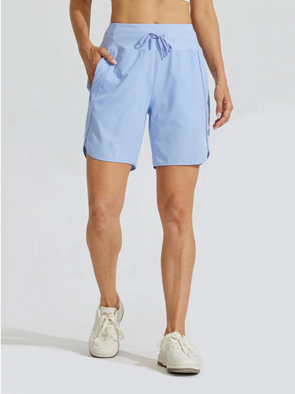 Short sport Femme Taille haute Cordon Poches