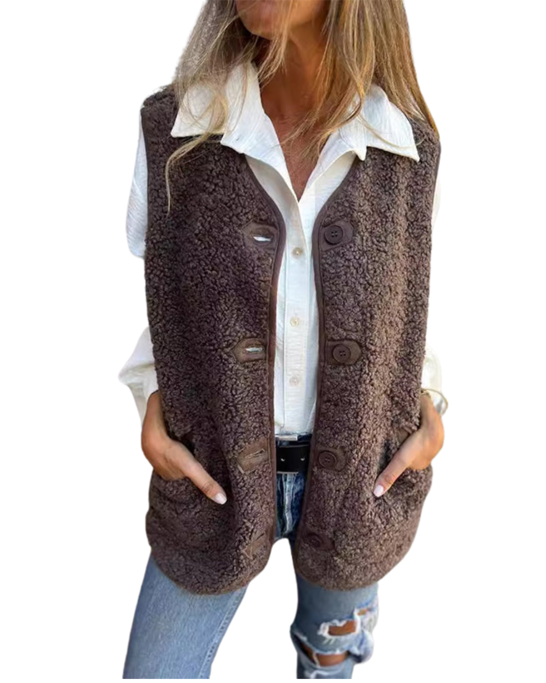 Gilet Femme Tricot Chaude et Confortable avec Poches - PanierRoyale