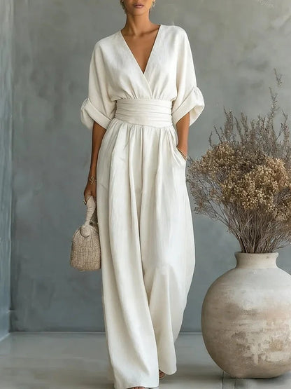 Combinaison Femme Fluide Décolleté V Coupe Large