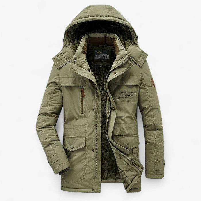 Veste Hiver Fleece Étanche avec Capuche et Poches Réfléchissantes