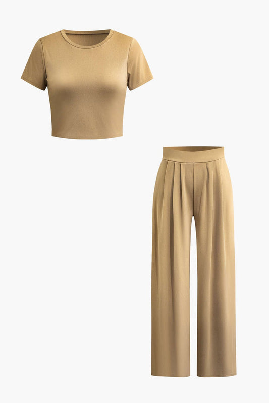Robe de Soirée Élégante Two-Piece avec Top Court et Pantalon Large - BerlinGlamour