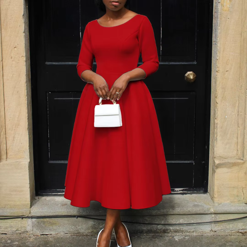 Robe Femme Élégante Mi-Longue Col Rond - BerlinGlamour