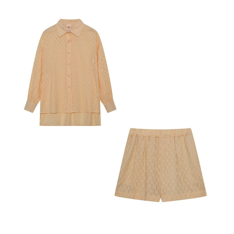 Ensemble Décontracté Femme : Blouse et Short en Coton Oversize