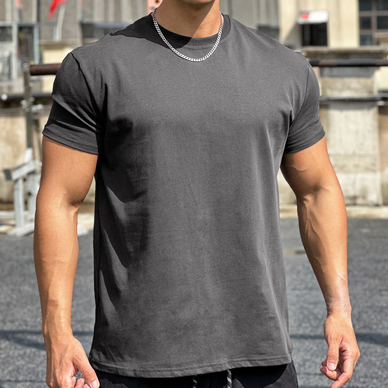 T-Shirt Homme Sport Coton Manches Courtes Respirant