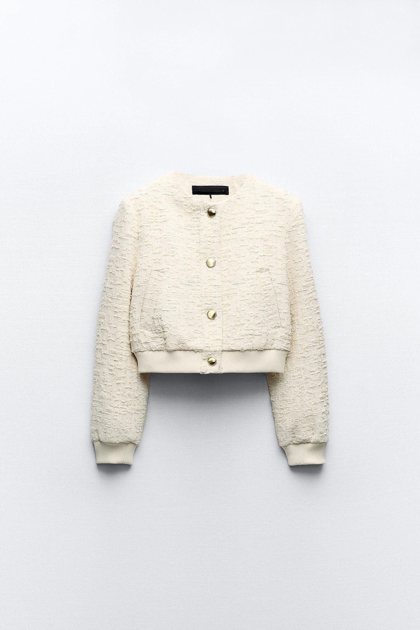 Veste Courte Boutonnée à Fermeture Éclair Dorée - BerlinGlamour