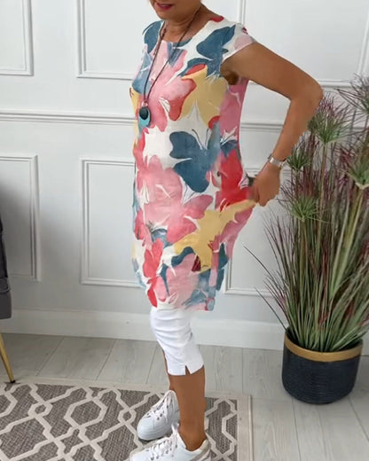 Robe Femme Fluide Imprimée Coupe Décontractée Estivale