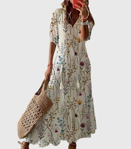 Robe Bohème Femme Décolleté en V Élégante
