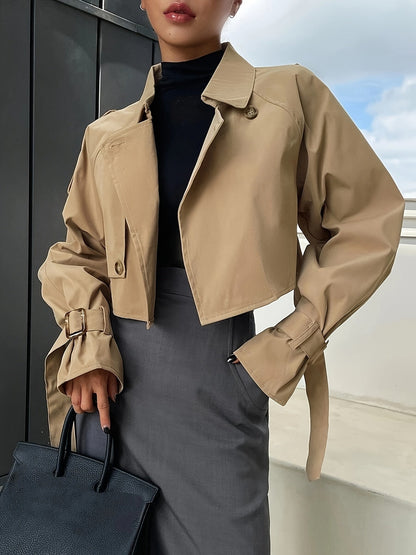 Trenchcoat Femme Court en Cuir Élégant