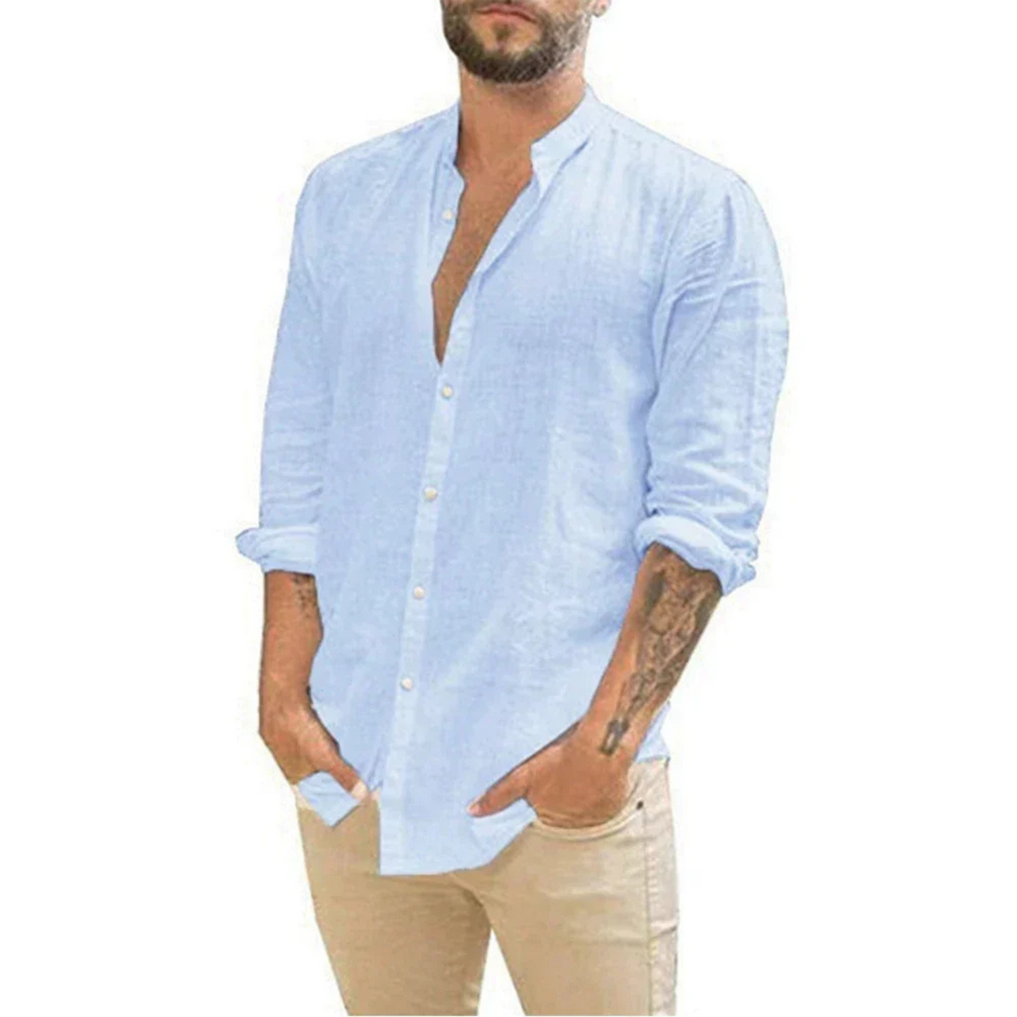 Chemise Homme Lin Coton Respirant Pour Été