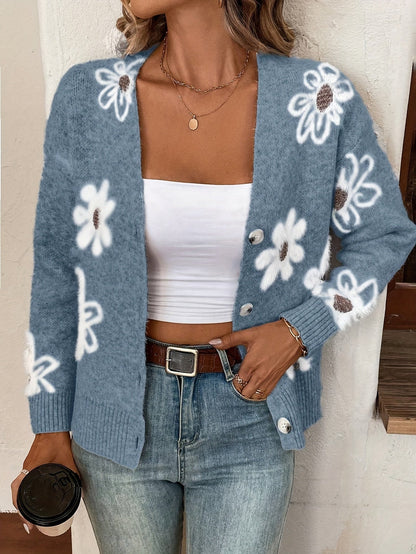 Cardigan Femme Manches Longues Col V Doux